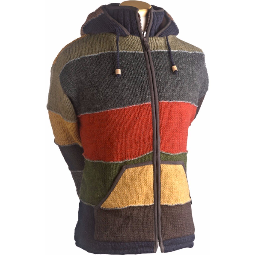 Laundromat wool jacket sweater chunky brown green pink size small medium / jacket wool brown zipper hotsell hood