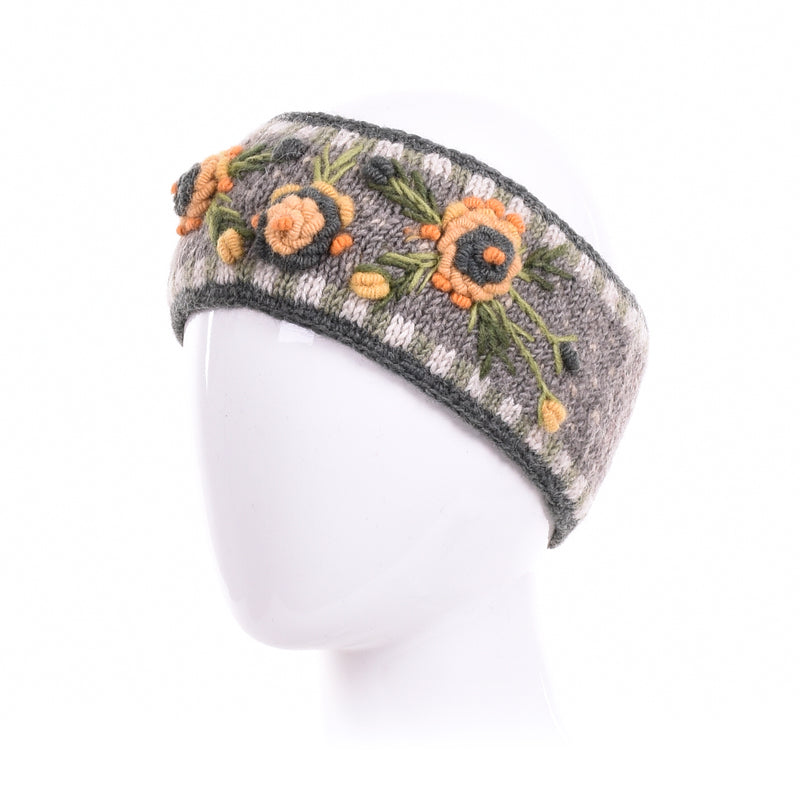 Aubrey Headband - wool knit w/ floral embroidery – Lost Horizons USA